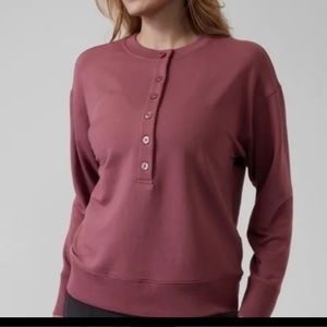 ATHLETA Women's  Long Sleeve Balance Henley Sweatshirt Small
